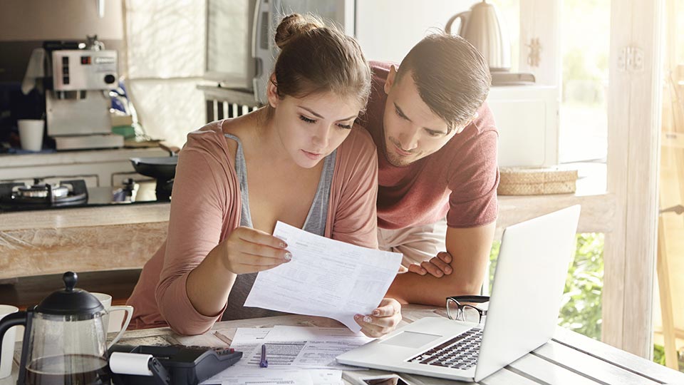 Couple examining finances